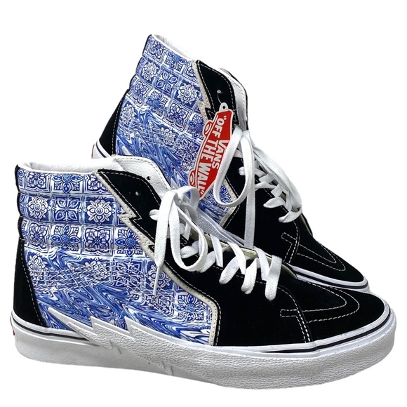 VANS Sk8-Hi Bolt Shoes Men's Black Blue Suede Canvas Sneakers Skate VN0A5JIVBLK - Picture 1 of 8